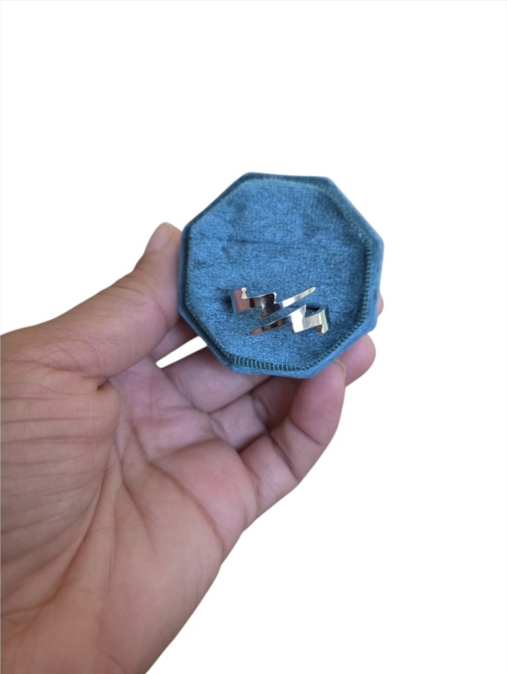 Size 9 Silver-toned Lightning Bolt Wrap Ring